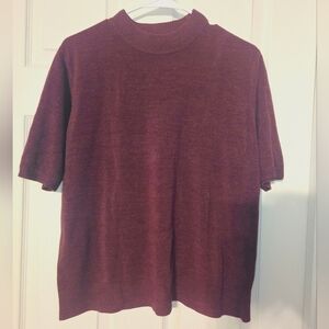 deep maroonish plum short sleeve sweater